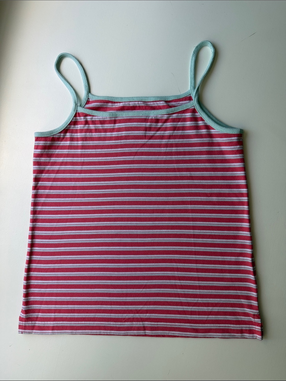 Lacoste girls spaghetti strap tank top coral striped size 10 - Picture 4 of 4
